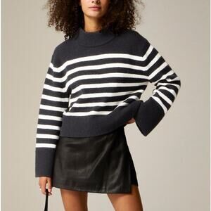 J.Crew Chunky Crewneck Sweater WMNS S Black White Merino Wool Alpaca Blend Knit